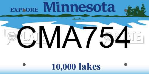 CMA754 Minnesota License Plate
