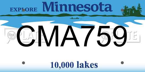 CMA759 Minnesota License Plate