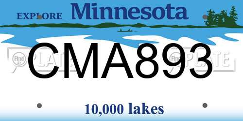 CMA893 Minnesota License Plate