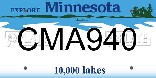 CMA940 Minnesota License Plate