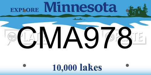 CMA978 Minnesota License Plate