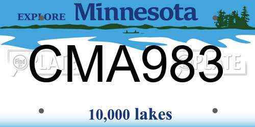 CMA983 Minnesota License Plate