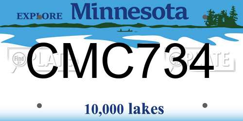 CMC734 Minnesota License Plate