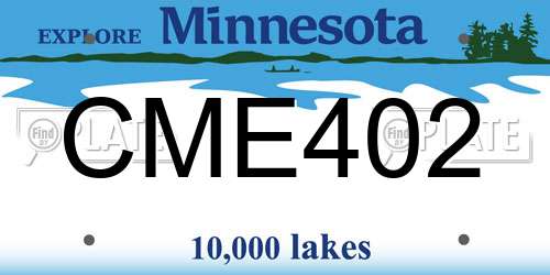 CME402 Minnesota License Plate