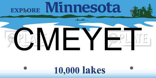 CMEYET Minnesota License Plate