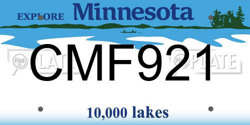 CMF921 Minnesota License Plate