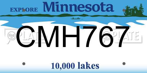 CMH767 Minnesota License Plate