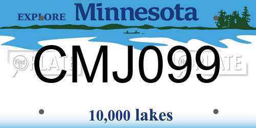 CMJ099 Minnesota License Plate