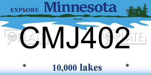 CMJ402 Minnesota License Plate