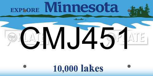 CMJ451 Minnesota License Plate