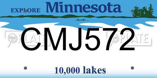 CMJ572 Minnesota License Plate