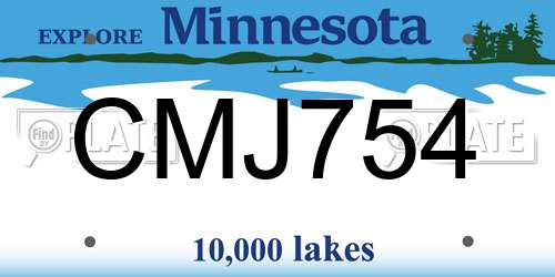 CMJ754 Minnesota License Plate