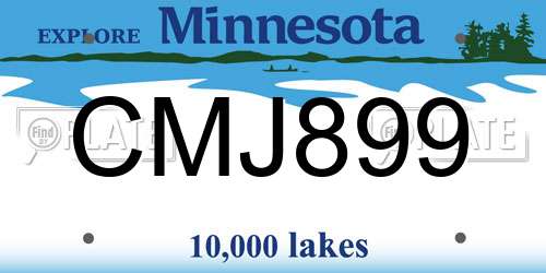 CMJ899 Minnesota License Plate