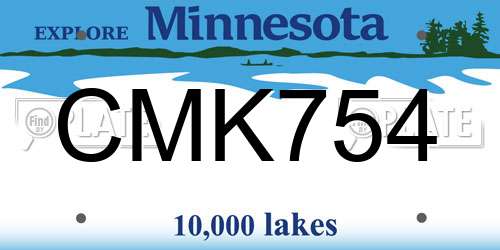 CMK754 Minnesota License Plate