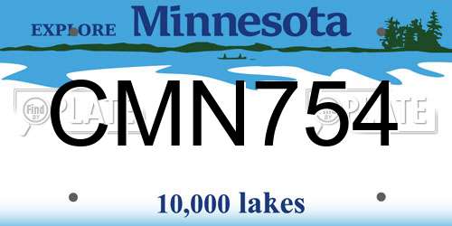 CMN754 Minnesota License Plate