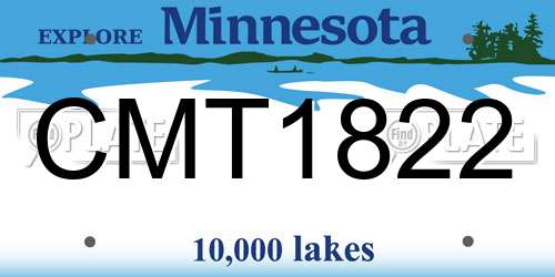 CMT1822 Minnesota License Plate