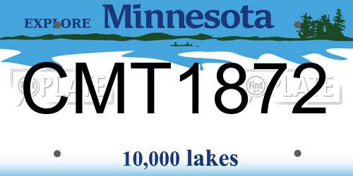 CMT1872 Minnesota License Plate