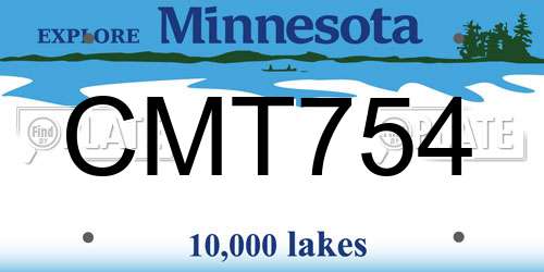 CMT754 Minnesota License Plate