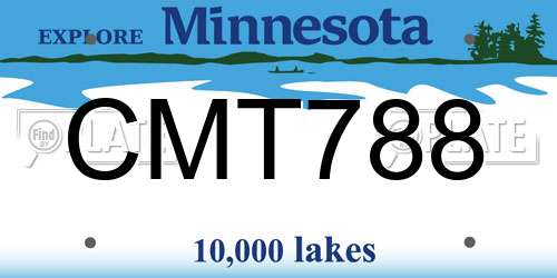 CMT788 Minnesota License Plate