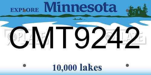 CMT9242 Minnesota License Plate