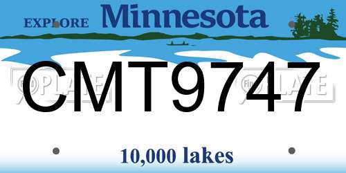 CMT9747 Minnesota License Plate