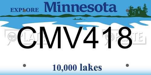 CMV418 Minnesota License Plate