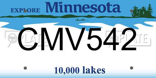 CMV542 Minnesota License Plate