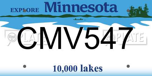 CMV547 Minnesota License Plate