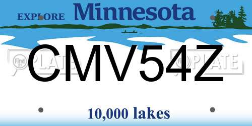 CMV54Z Minnesota License Plate