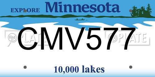CMV577 Minnesota License Plate
