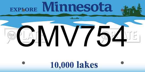 CMV754 Minnesota License Plate