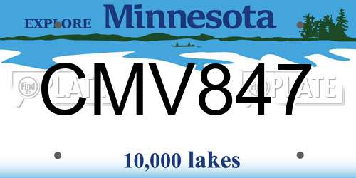 CMV847 Minnesota License Plate