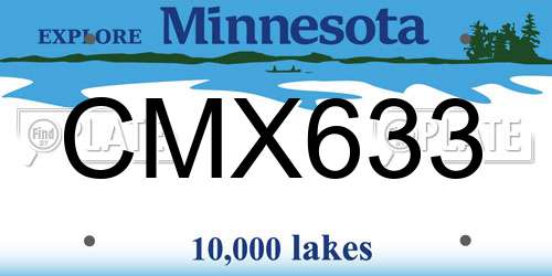 CMX633 Minnesota License Plate