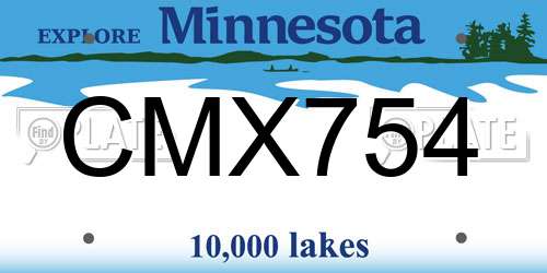 CMX754 Minnesota License Plate