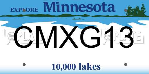 CMXG13 Minnesota License Plate