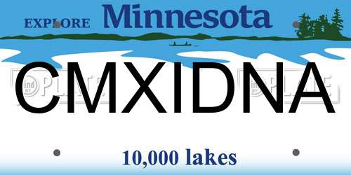 CMXIDNA Minnesota License Plate