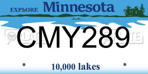 CMY289 Minnesota License Plate