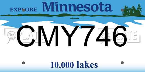 CMY746 Minnesota License Plate