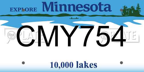 CMY754 Minnesota License Plate