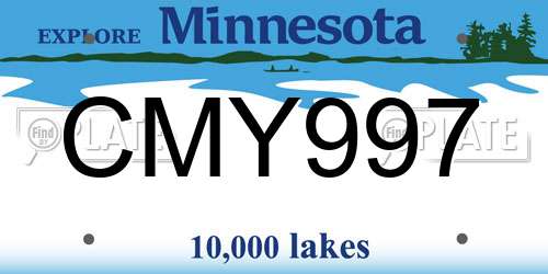CMY997 Minnesota License Plate