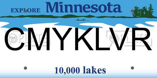 CMYKLVR Minnesota License Plate