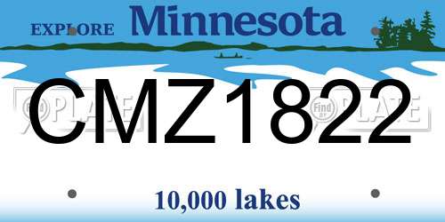 CMZ1822 Minnesota License Plate