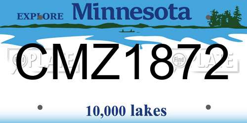 CMZ1872 Minnesota License Plate