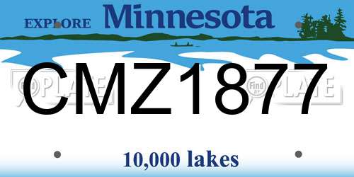 CMZ1877 Minnesota License Plate