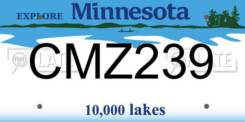 CMZ239 Minnesota License Plate