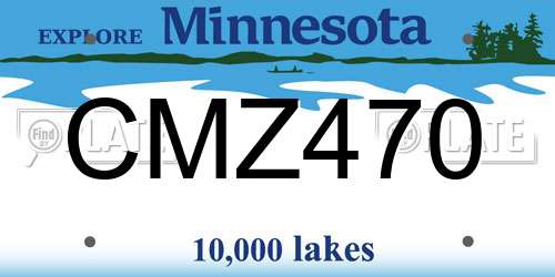 CMZ470 Minnesota License Plate