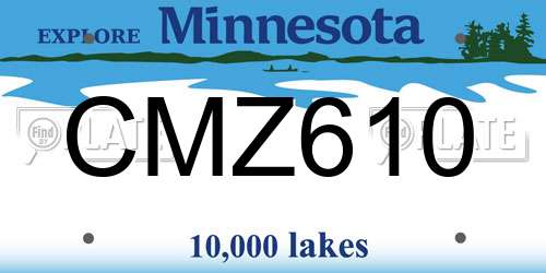 CMZ610 Minnesota License Plate