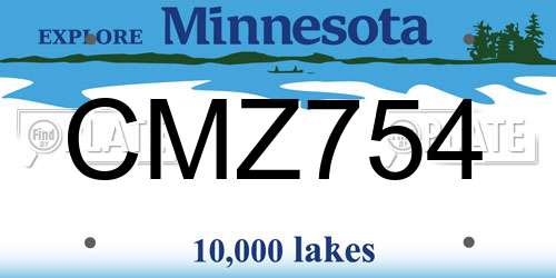 CMZ754 Minnesota License Plate