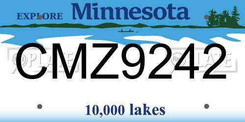 CMZ9242 Minnesota License Plate