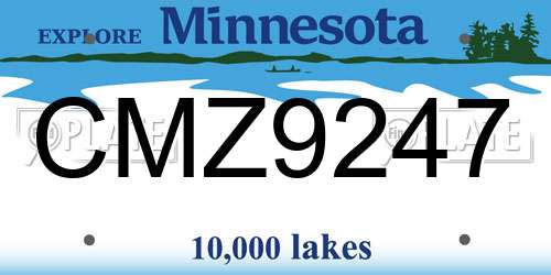 CMZ9247 Minnesota License Plate